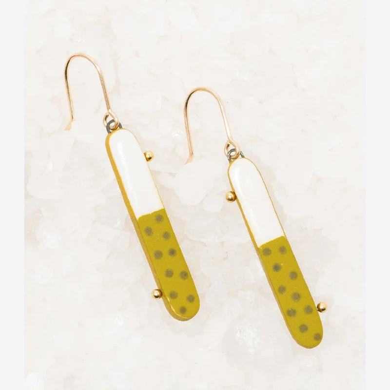 Handmade earrings for women-Sundance & Matcha Dot Dip Earrings by Twenty Two West