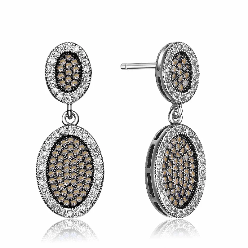 Statement pearl earrings for women-Jeanne Coffee Oval Earrings