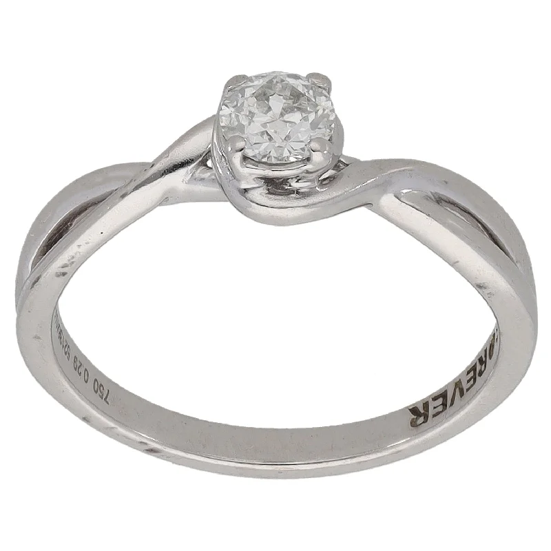 White gold engagement rings for women-18ct White Gold 0.29ct Diamond Solitaire Ring Size L