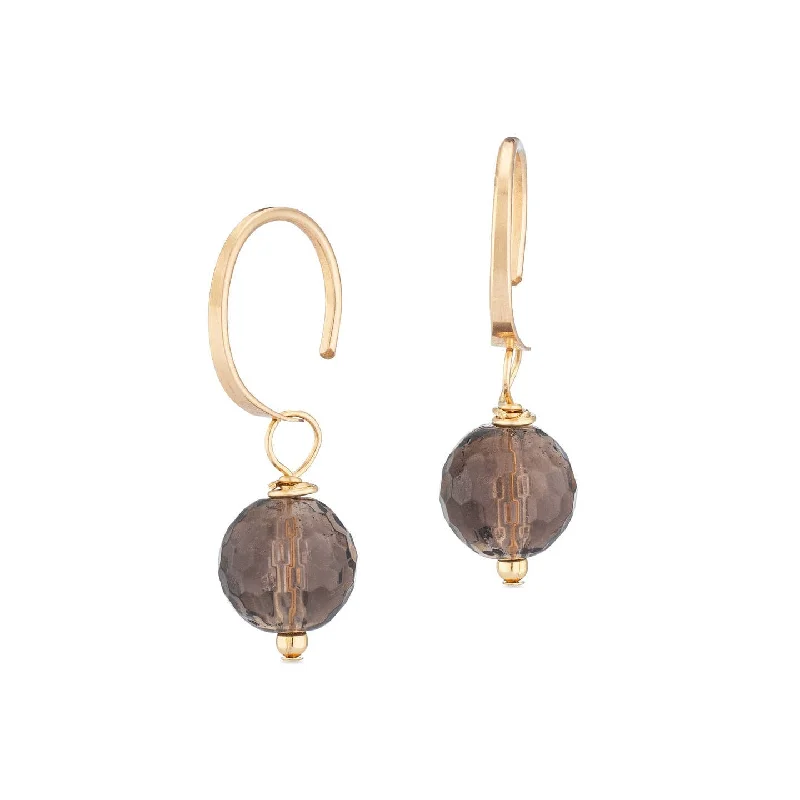 Bold earrings for women-ella huggie hoops with smoky quartz