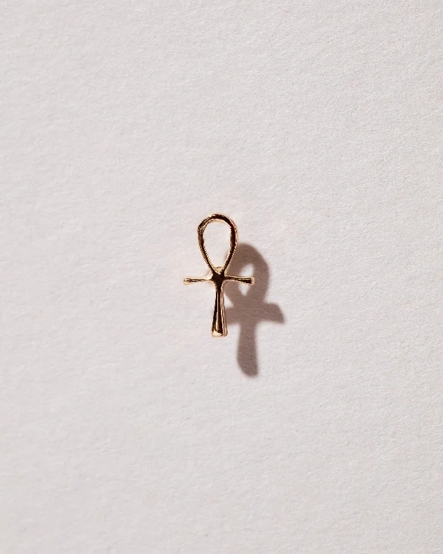 Gold flower earrings for women-Ankh Stud Earring Single