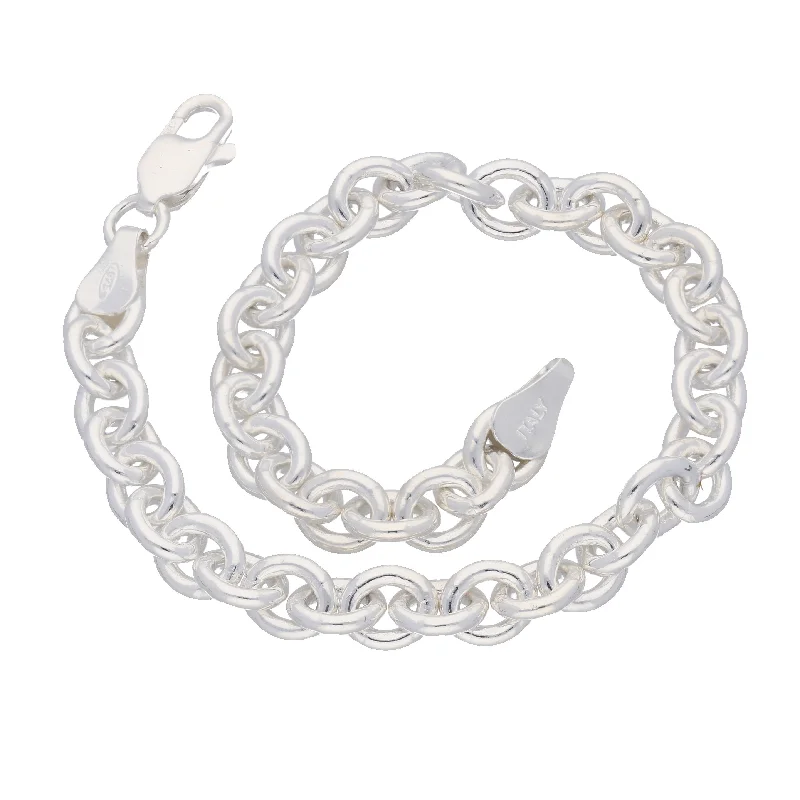 Stacked bangle bracelet for women-Cable Link Chain Bracelet, Sterling Silver, 6mm Wide - 7", 7.5", 8" Lengths