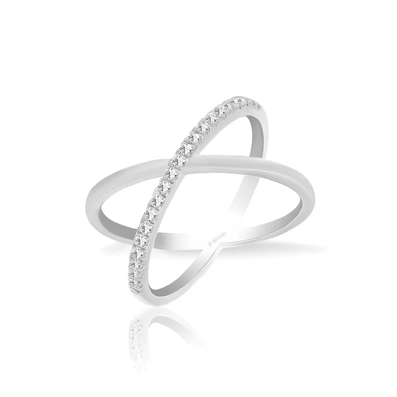 Unique ring for women-MODERN LARGE X-SHAPED CROSS DIAMOND RING