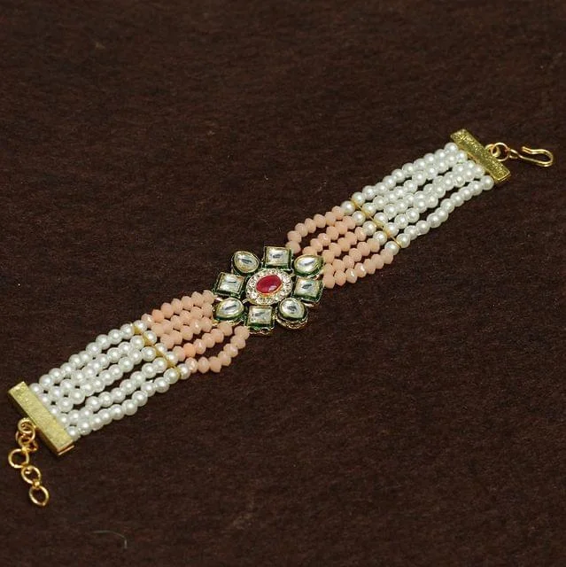 Birthstone bracelet for women-Kundan Work Acrylic Crystal Beads Bracelet