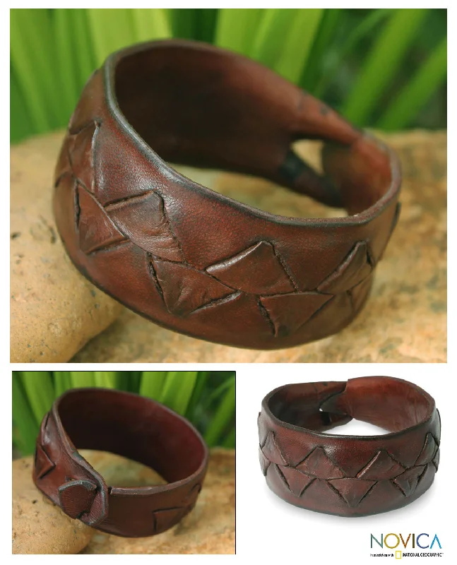 Vintage bracelet for women-Ayutthaya Brown Men's Leather Bracelet