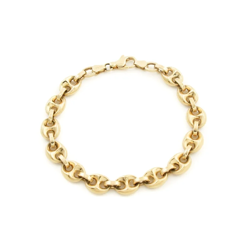 Handmade bracelet for women-10K Gold  x 7mm Puff Gucci Bracelet