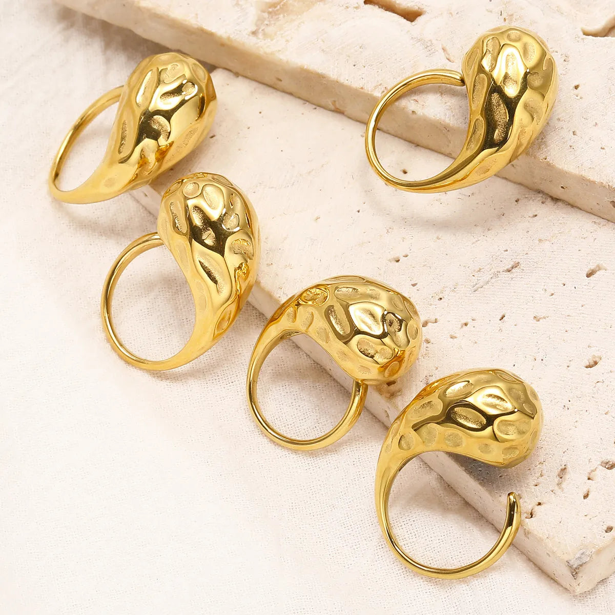 Simple gold ring for women-Simple Style Geometric Titanium Steel Irregular Plating Open Rings