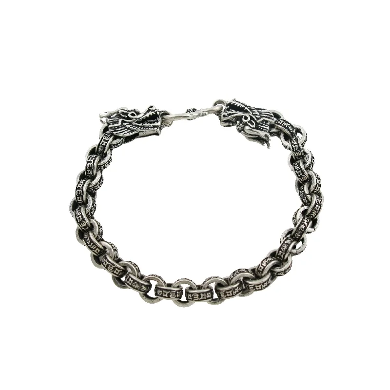 Silver layered bracelet for women-Silver Dragon Bracelet