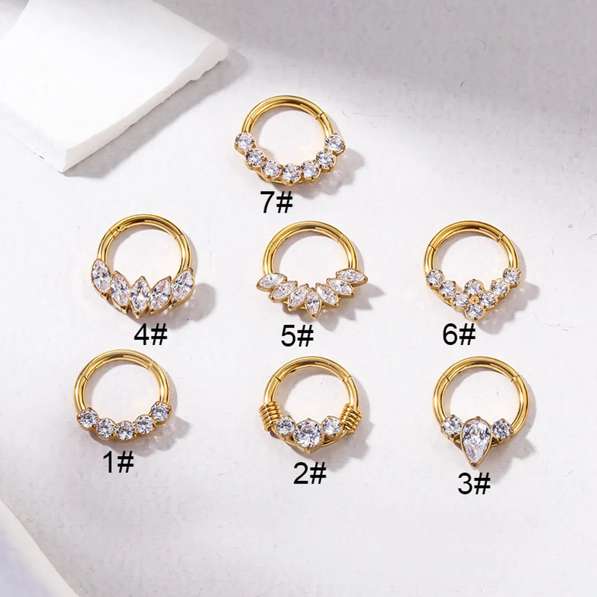 Wedding ring for women-1 Piece Retro Leaf Water Droplets Titanium Inlaid Zircon Nose Ring