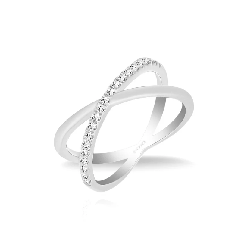 Personalized diamond ring for women-MODERN X-SHAPED CROSS DIAMOND RING