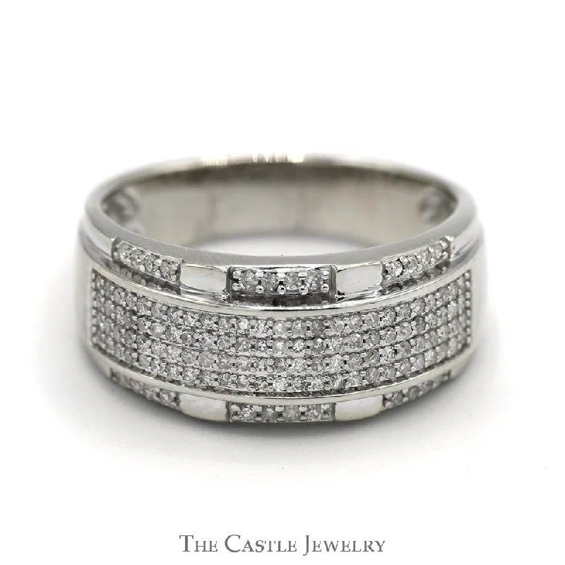 Personalized ring for women-Men's 1/3cttw Pave Set Diamond Cluster Ring in 10k White Gold