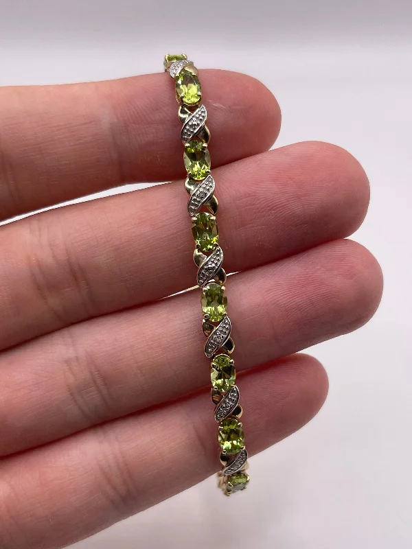 Custom bracelet for women-9ct gold peridot and diamond bracelet