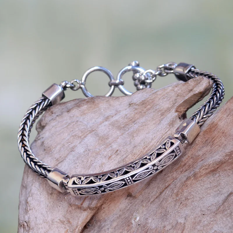 Fashion bracelet for women-Bali Bagus Hand Crafted Engraved Sterling Silver Bracelet from Bali