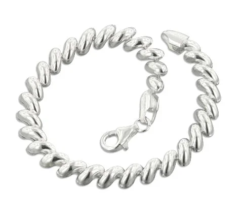 Elegant tennis bracelet for women-6mm Italian Sterling Silver San Marco 7" Chain Bracelet