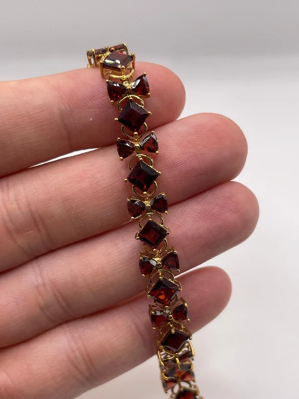 Silver bangle for women-9ct gold garnet bracelet