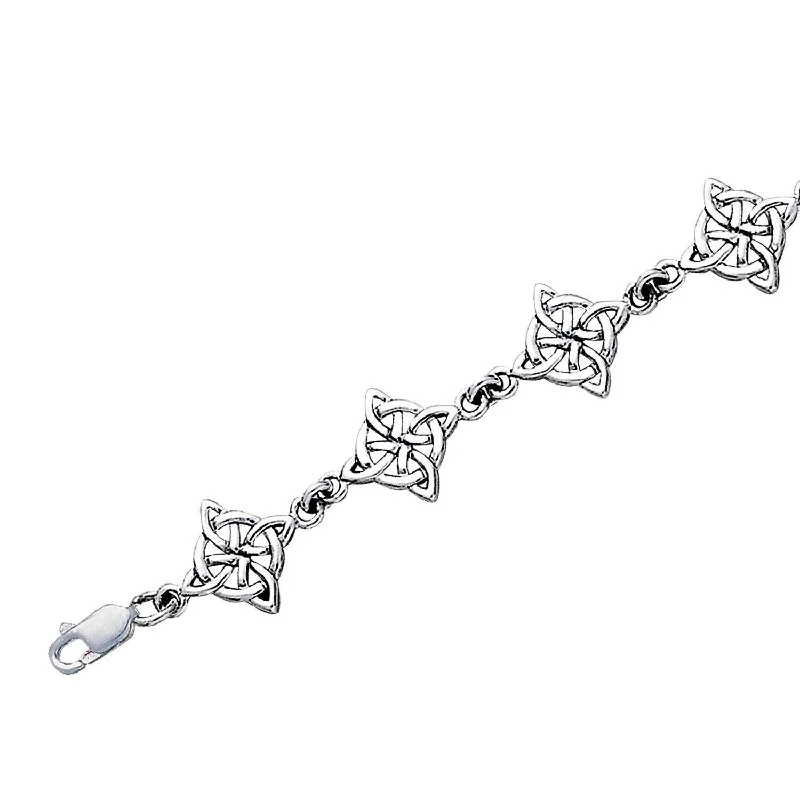 Two-tone bracelet for women-Celtic Witch's Knot Sterling Silver Link Bracelet, 7"