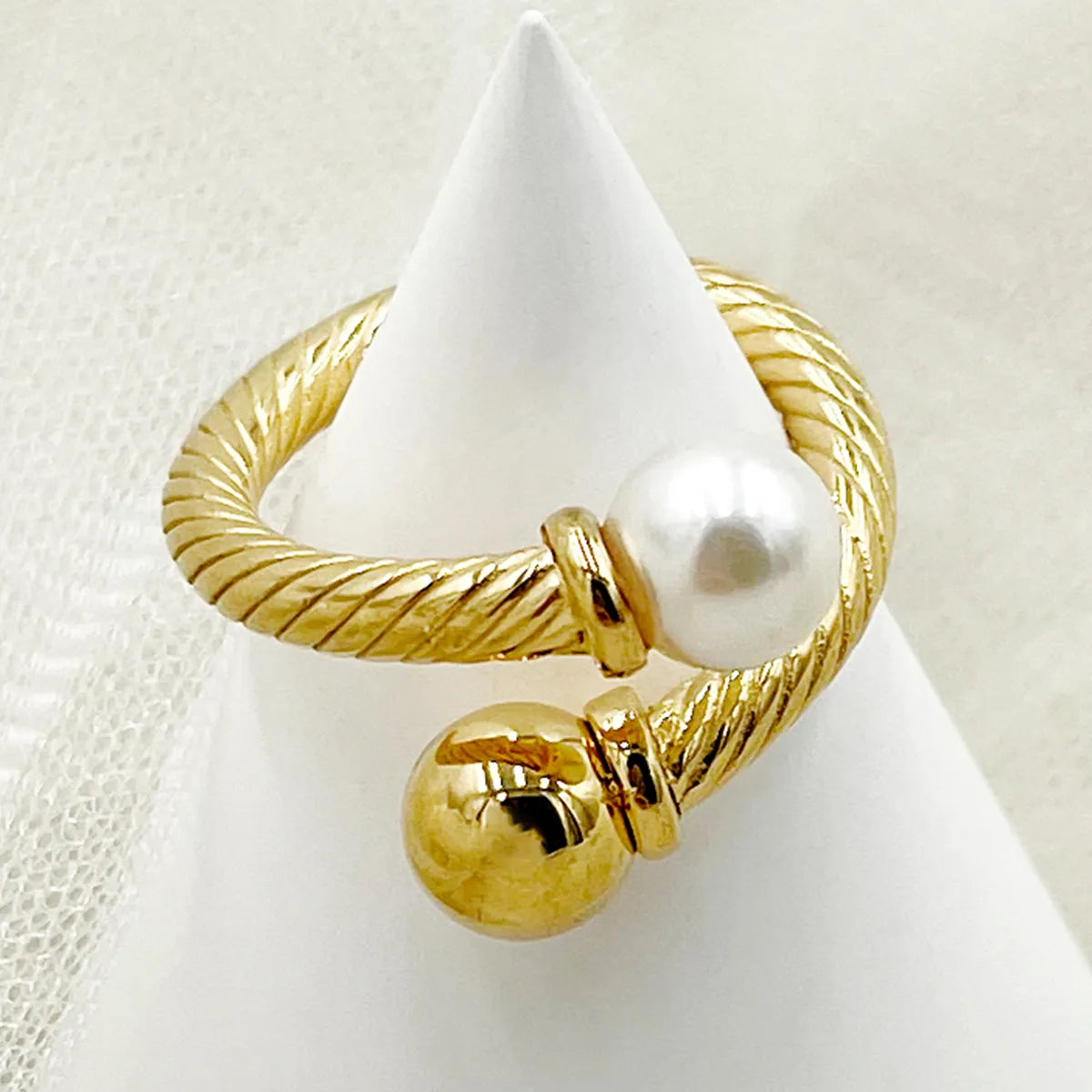 Band ring for women-Roman Style Commute Solid Color Stainless Steel Plating Gold Plated Rings