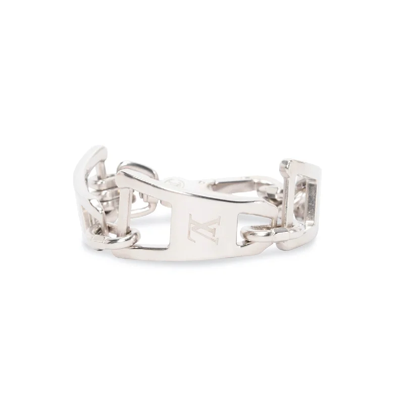 Silver bangles for women-Louis Vuitton Silver Logo Zipper Link Bracelet