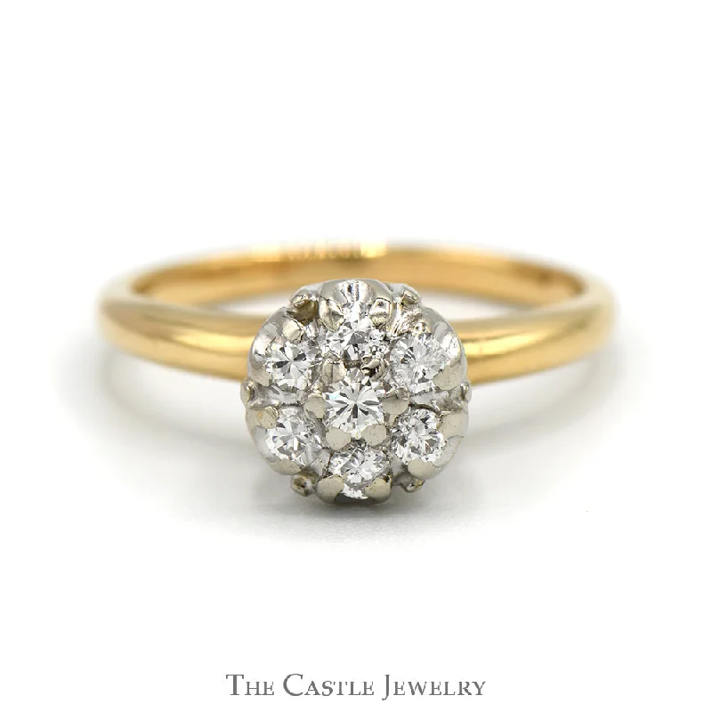 Simple gold ring for women-7 Round Diamond Cluster Ring in 14k Yellow Gold