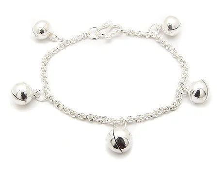 Tennis bracelet for women-Toddler or Childs Sterling Silver  Jingle Bell Chain Bracelet