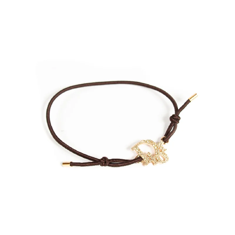 Simple gold bracelet for women-Christian Dior Crystal Logo Bracelet