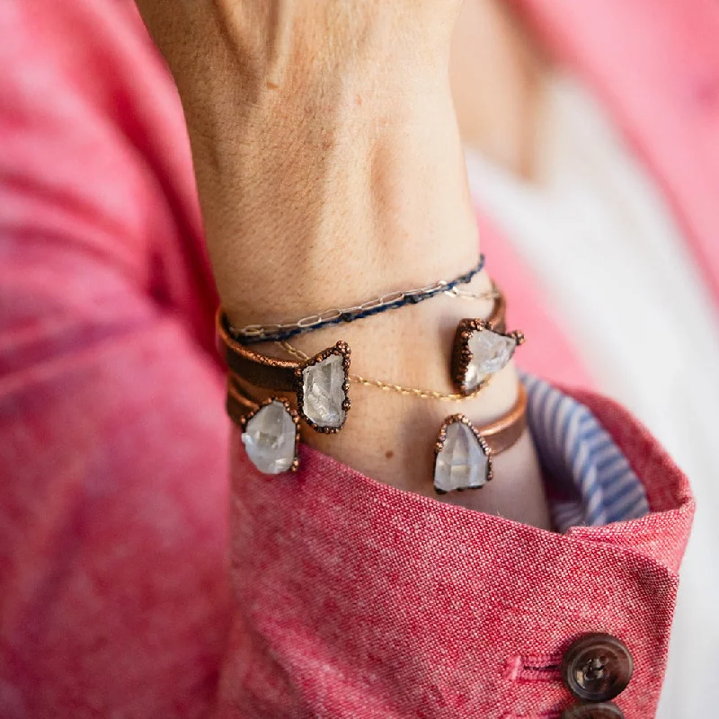 Handmade bracelet for women-Handcrafted Natural Arkansas Quartz and Copper Cuff Bracelet