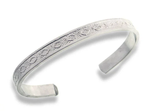 Diamond bangle for women-Christian Fish Embossed Silver-Plated Solid Copper Adjustable 8" Cuff Bracelet