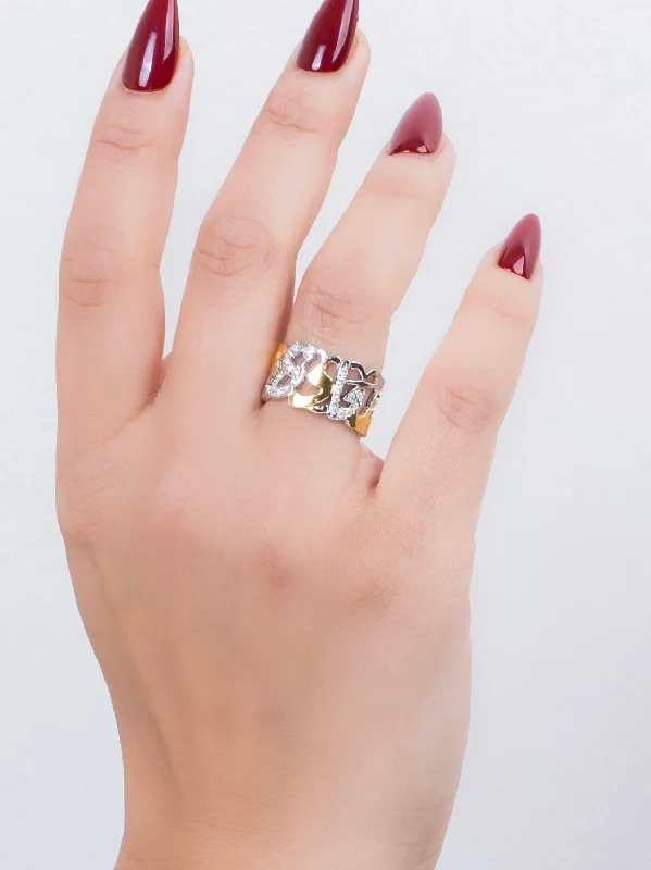 Geometric ring for women-Sa3ada Mix Gold Ring