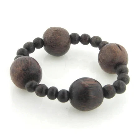 Diamond bracelet for women-Dark Wood Beaded Bohemian Style Stretch Bracelet