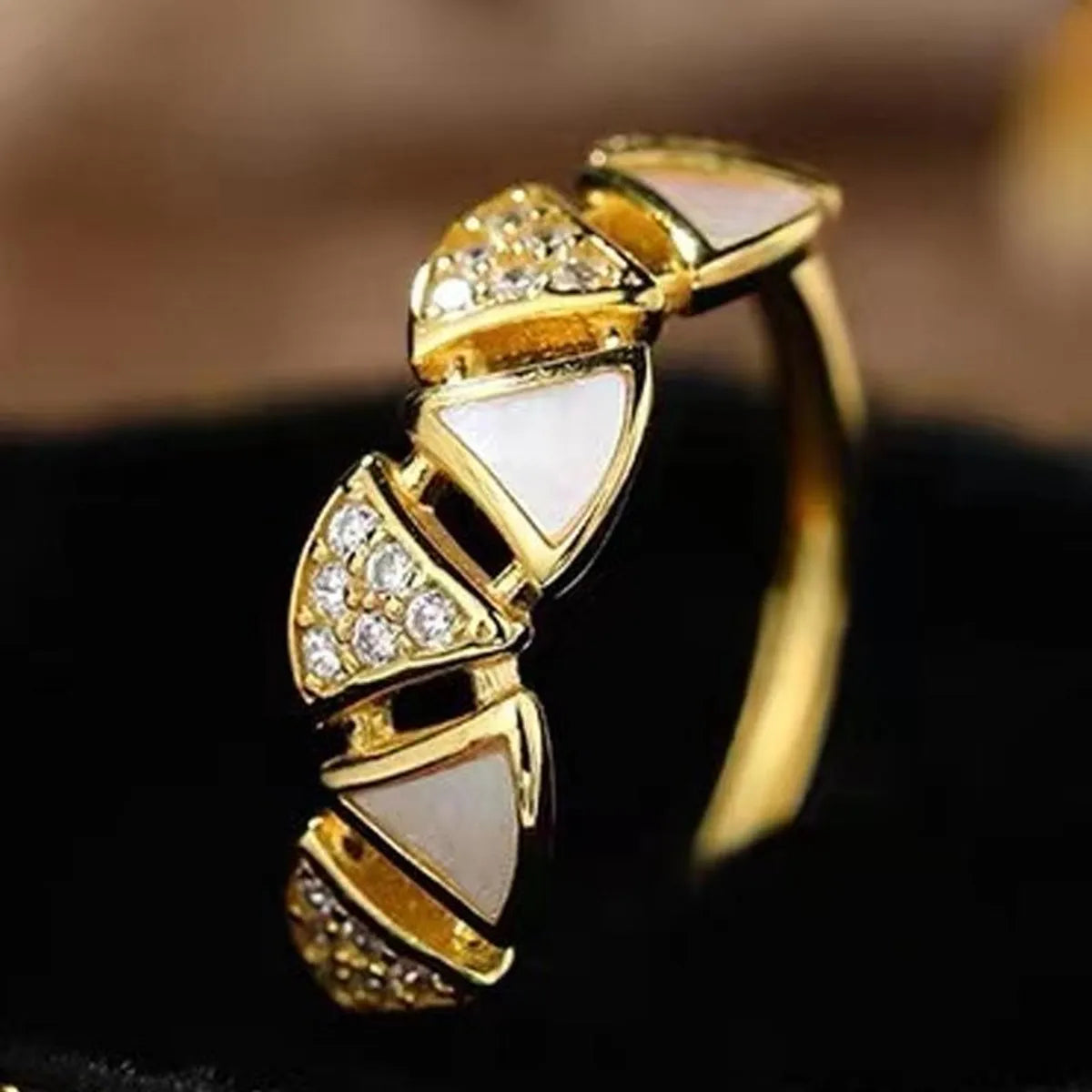 Personalized ring for women-Classic Style Geometric Copper Plating Inlay Artificial Gemstones Open Rings