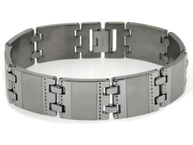 Custom bangle bracelet for women-Mens Rugged Brushed Matte Titanium Link Cobra Bracelet