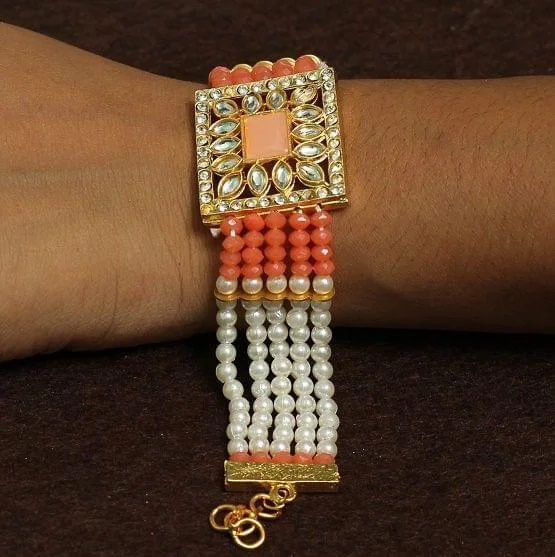 Luxury bracelet for women-Kundan Work Acrylic Crystal Beads Bracelet