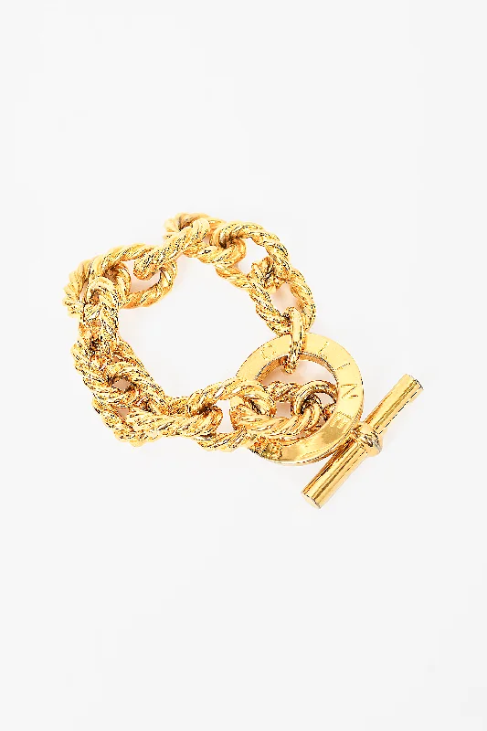 Luxury gold bracelet for women-Celine Gold Toned Toggle Closure Bracelet