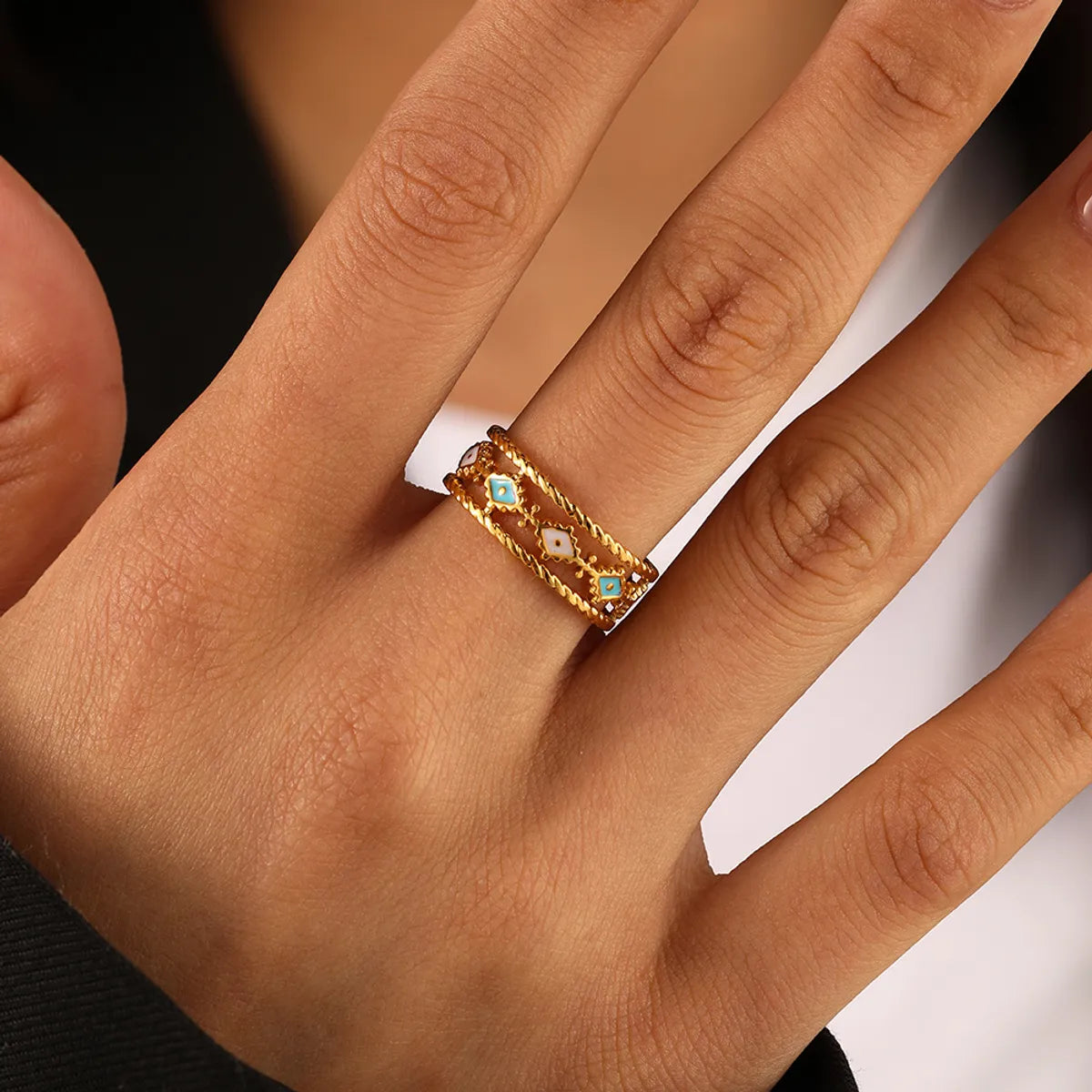 Custom gold ring for women-Simple Style Commute Geometric Stainless Steel Plating Gold Plated Rings