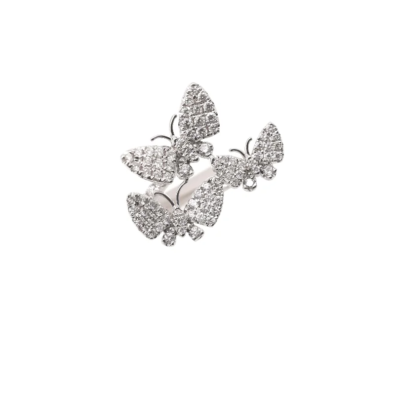 Promise ring for women-BLOSSOM BUTTERFLY DIAMOND RING