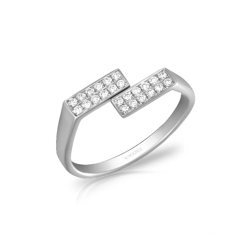 Elegant solitaire ring for women-CLASSY DOUBLE-LINE DIAMOND RING