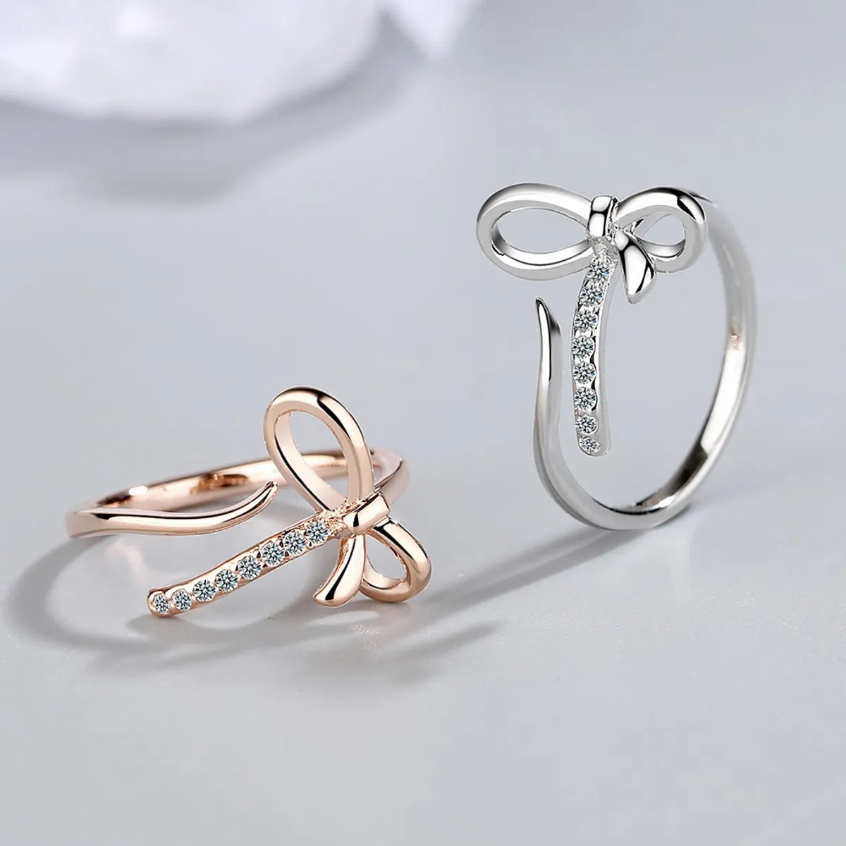 Vintage gold ring for women-Simple Style Classic Style Bow Knot Copper Inlay Zircon Rings