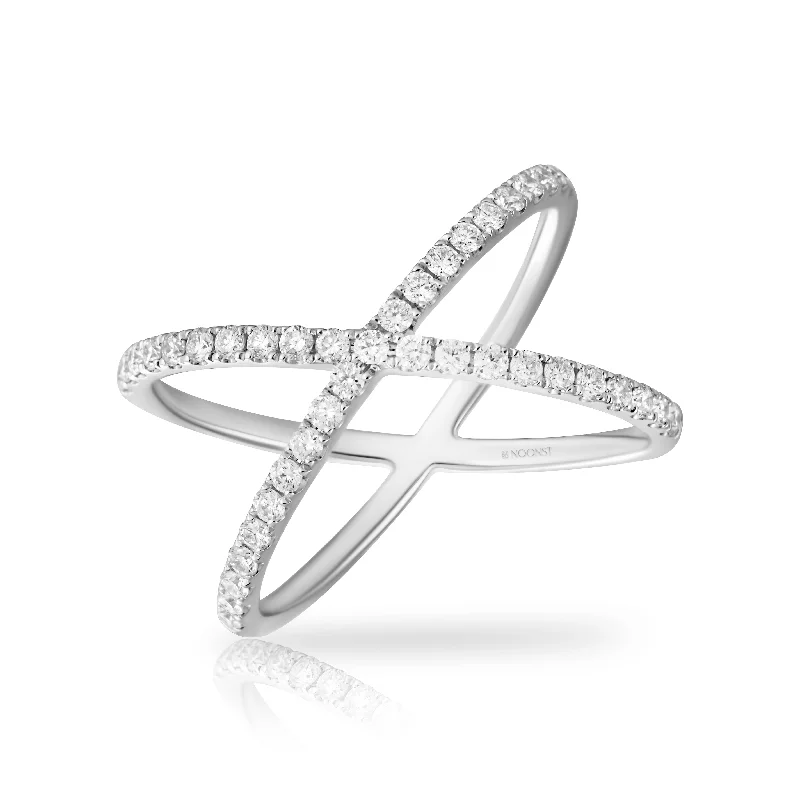 Classic engagement ring for women-LARGE X-SHAPED CROSS DIAMOND RING