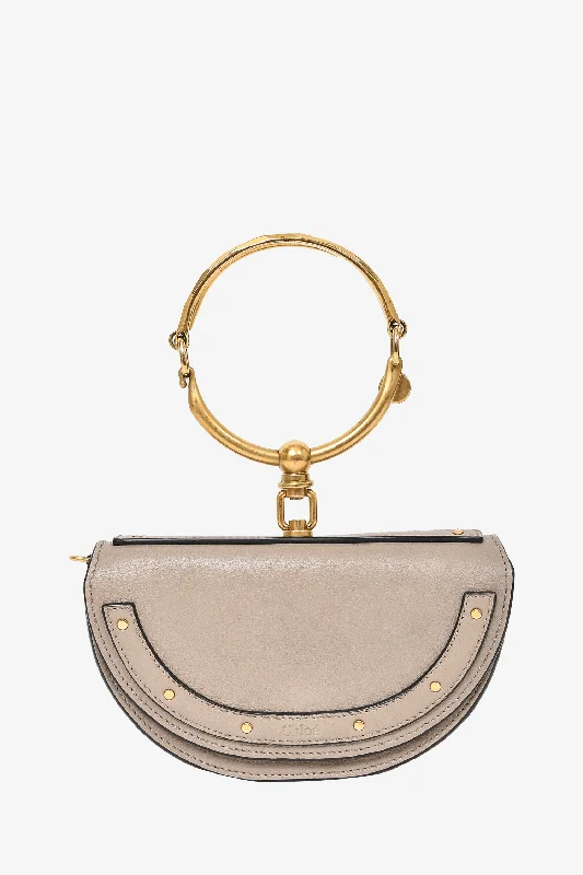 Retro gold bracelet for women-Chloe Taupe Leather Nile Bracelet Bag