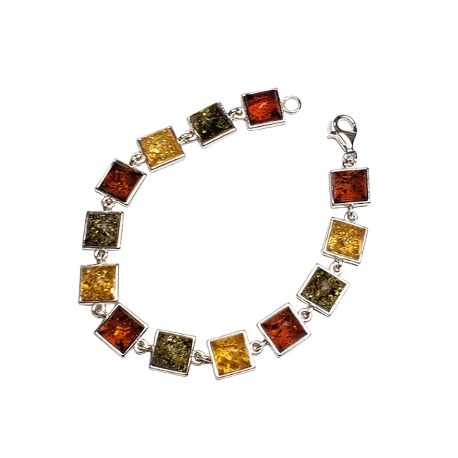 Gold cuff bracelet for women-Square Amber Bracelet