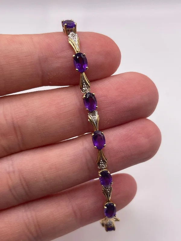 Beaded bracelet for women-9ct gold amethyst and diamond bracelet