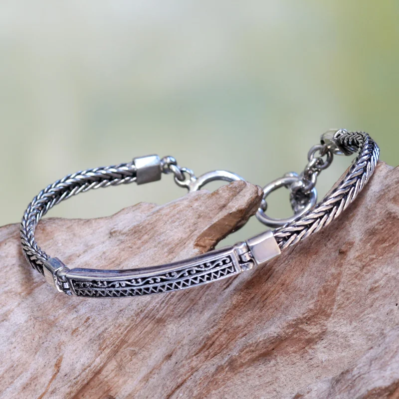 Luxury bracelet for women-Ayung Wave Artisan Designed Sterling Silver Pendant Bracelet from Bali