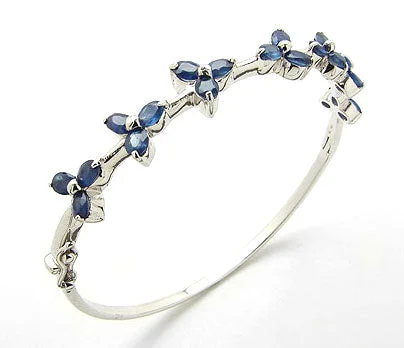 Custom diamond bracelet for women-5.6cttw Genuine Blue Sapphire Sterling Silver Bracelet