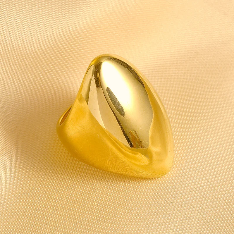 Yellow gold ring for women-Simple Style Oval Stainless Steel Plating Gold Plated Rings