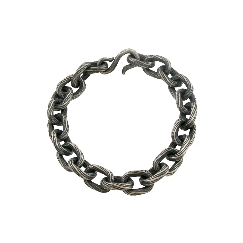 Stackable gold bracelet for women-Handmade Oxidized Silver Chain Bracelet