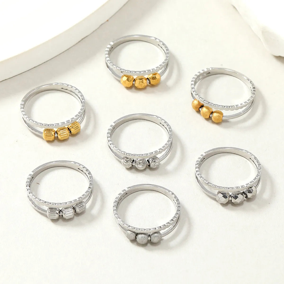 Wedding ring set for women-Stainless Steel IG Style Geometric Plating Rings