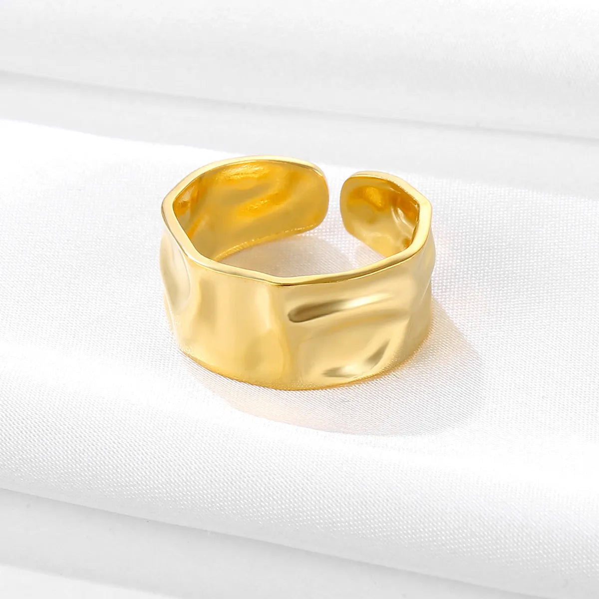 Cocktail ring for women-Retro Solid Color Stainless Steel Plating 18k Gold Plated Open Rings