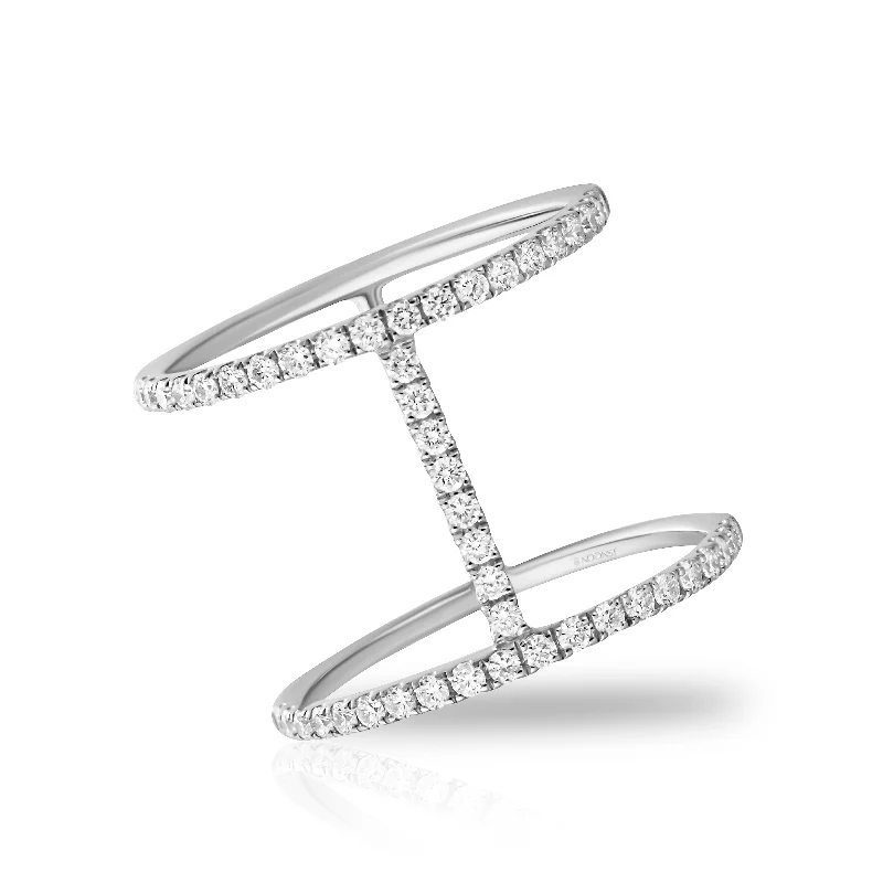 Wedding ring with diamonds for women-CLASSY H DIAMOND RING