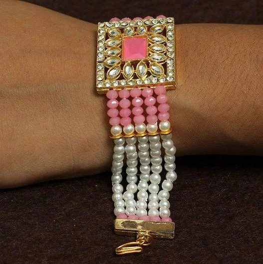 Vintage bracelet for women-Kundan Work Acrylic Crystal Beads Bracelet