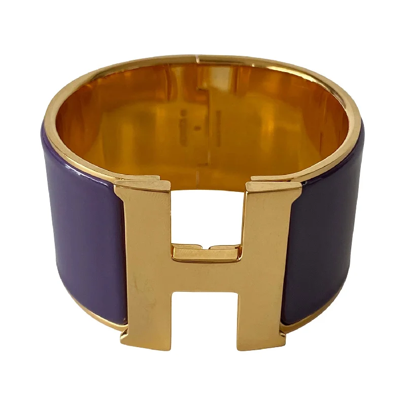 Gold cuff bracelet for women-Hermès Extra Wide Clic H Bracelet